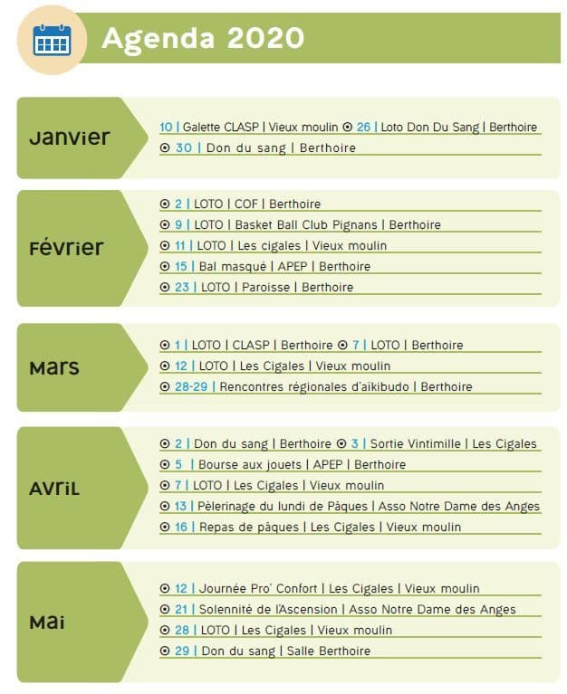 2020 agenda manifestations asso subventionnees