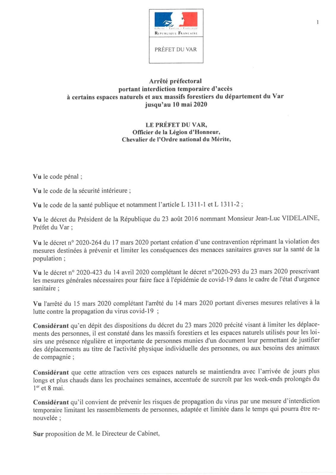 Affiche : 202004 arrete prefectoral acces massifs