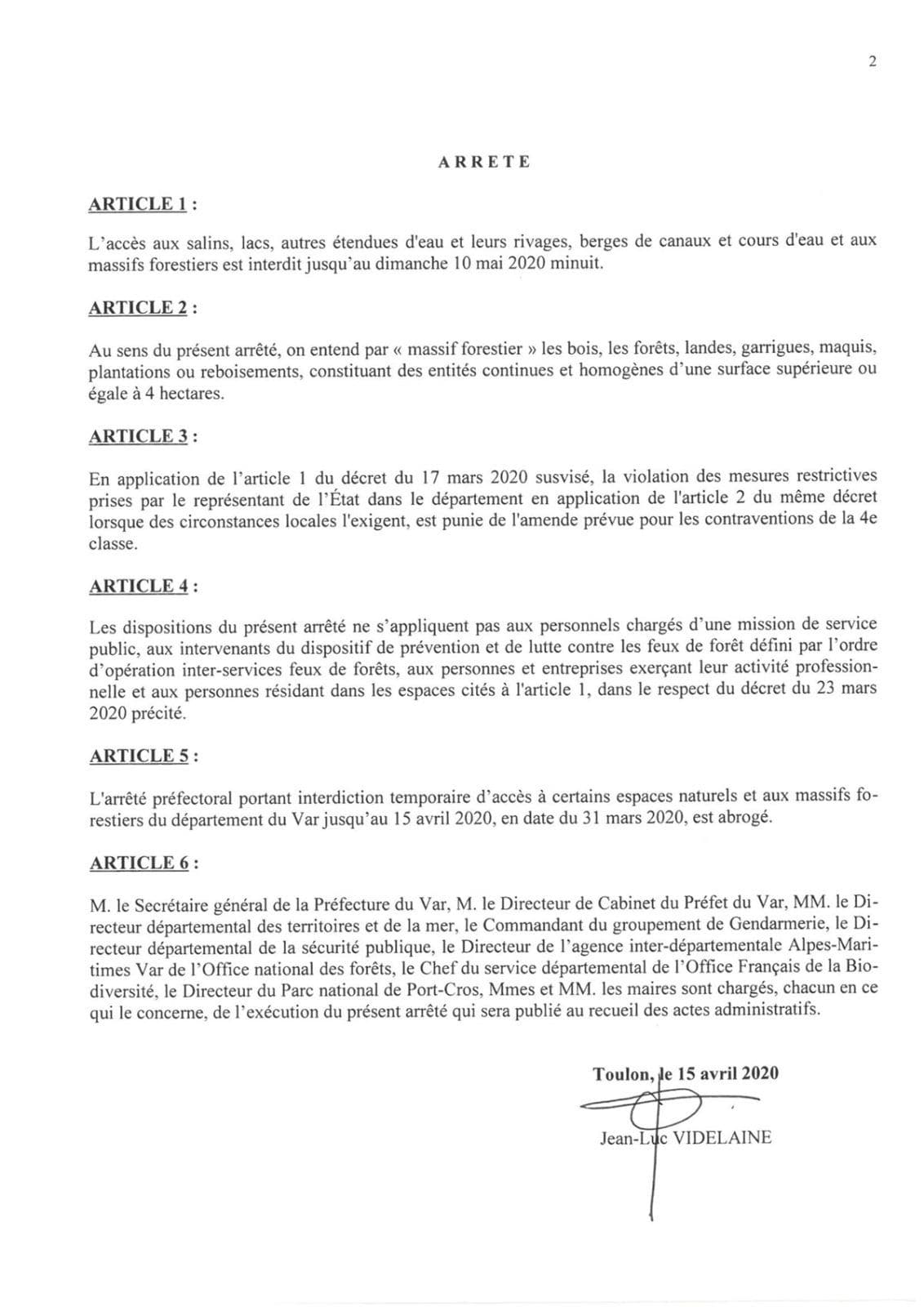 Affiche : 202004 arrete prefectoral acces massifs1