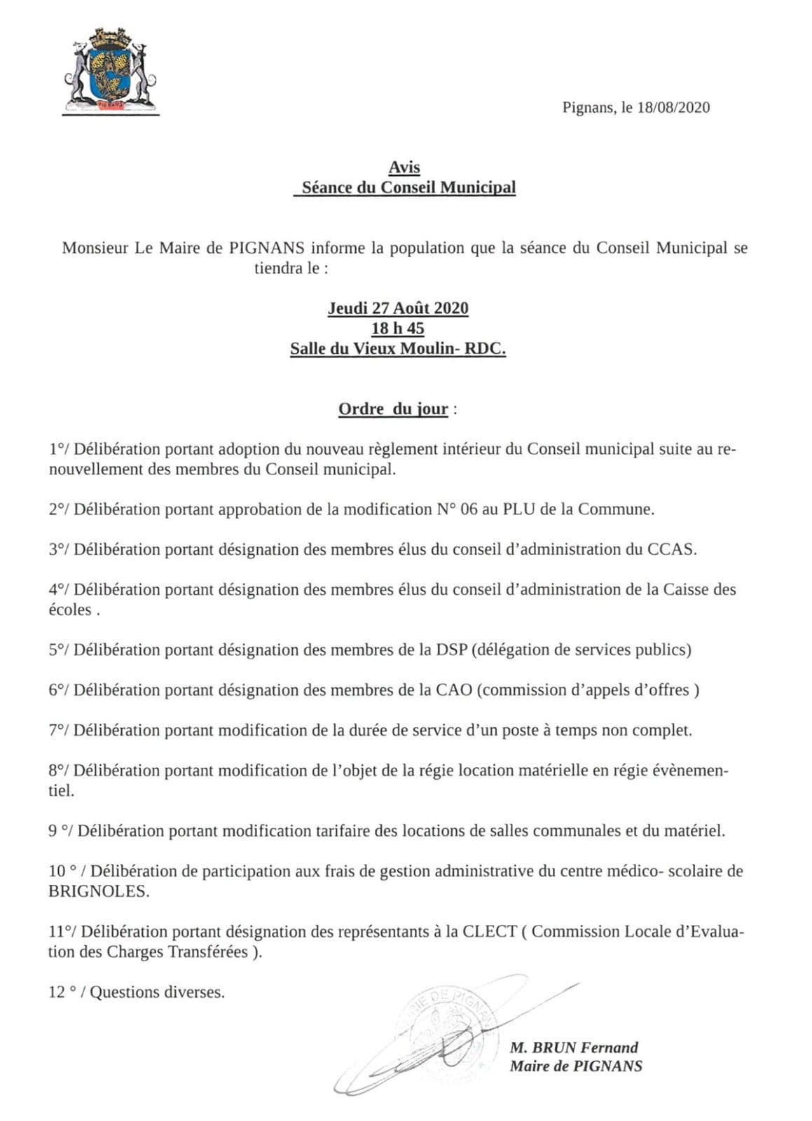 20200827 conseilmunicipal ordre du jour