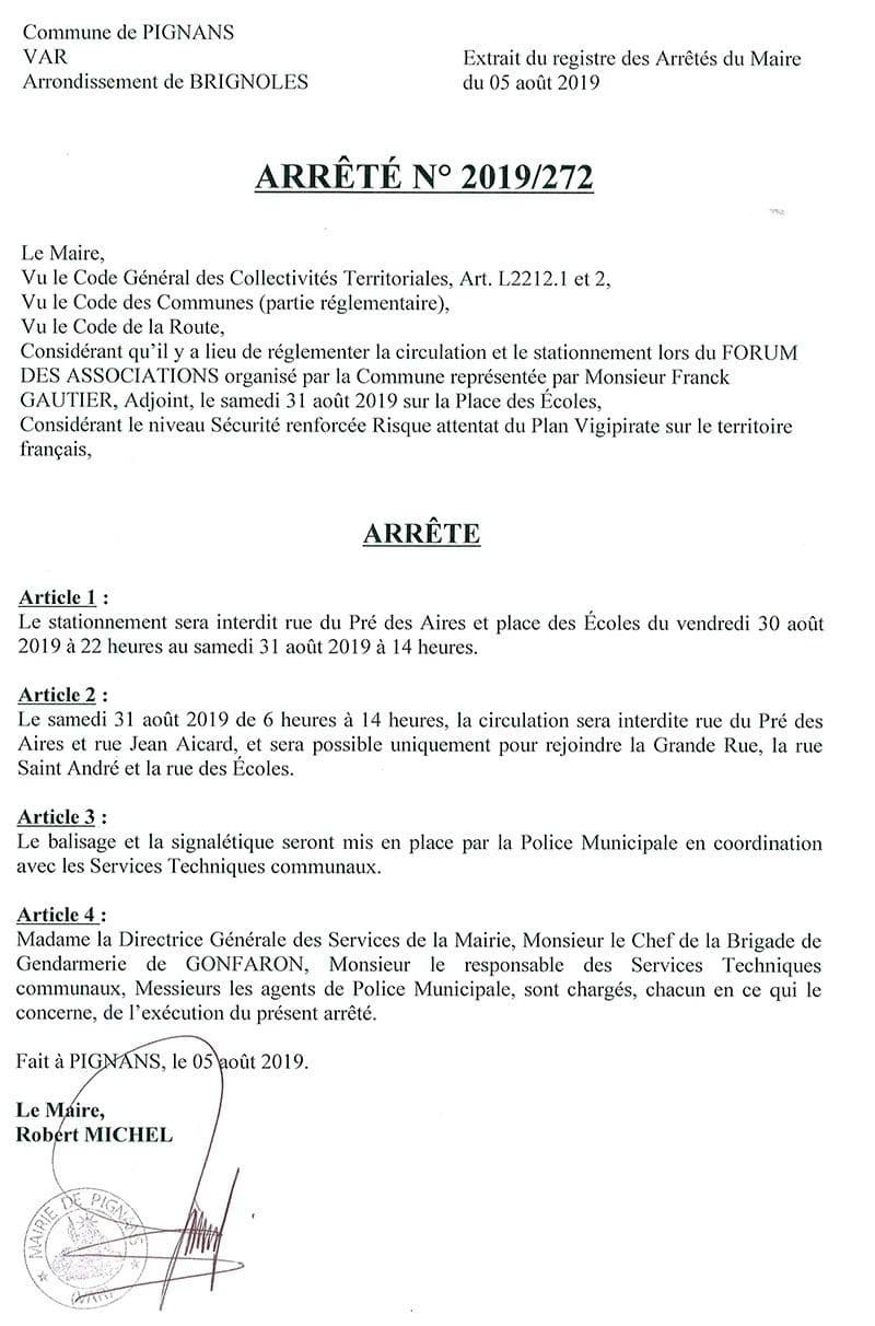 Affiche : Arrete 2019 272 place des ecoles journee asso