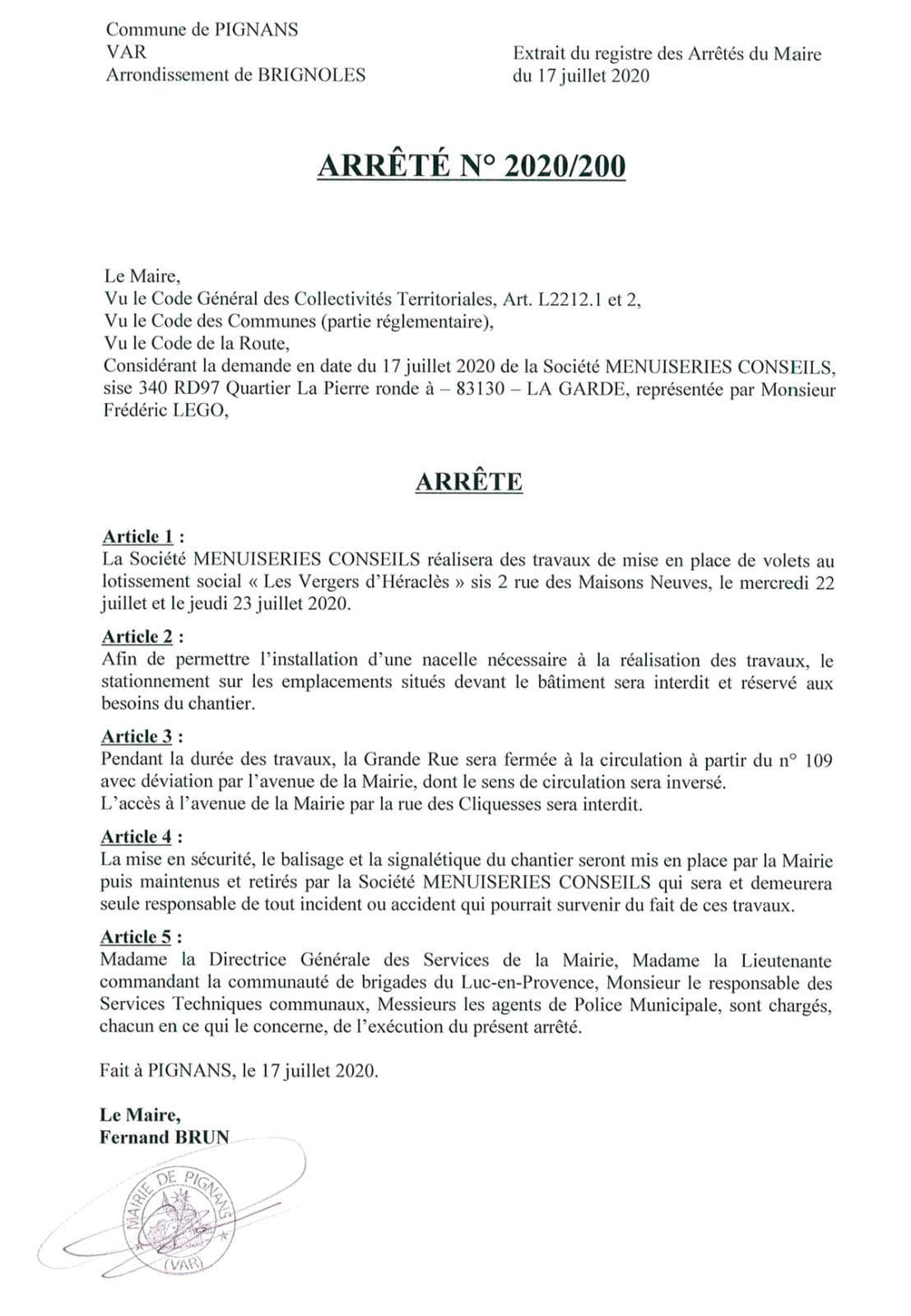 Affiche : Arrete 2020 200 granderue