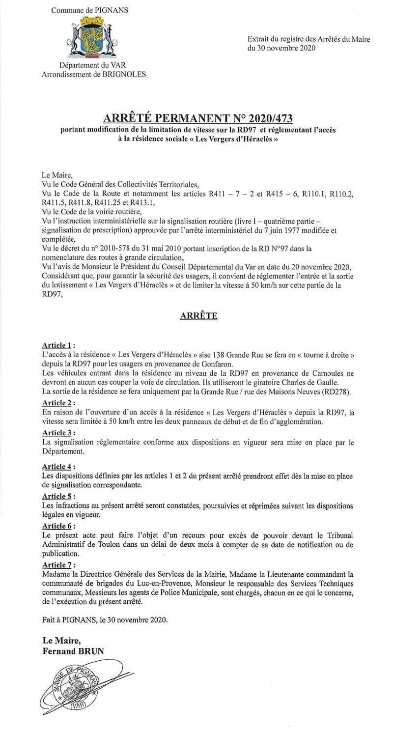 Affiche : Arrete 2020 473 sortievergersheracles