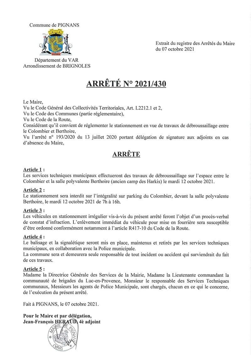 Affiche : Arrete 2021 430 debroussaillement
