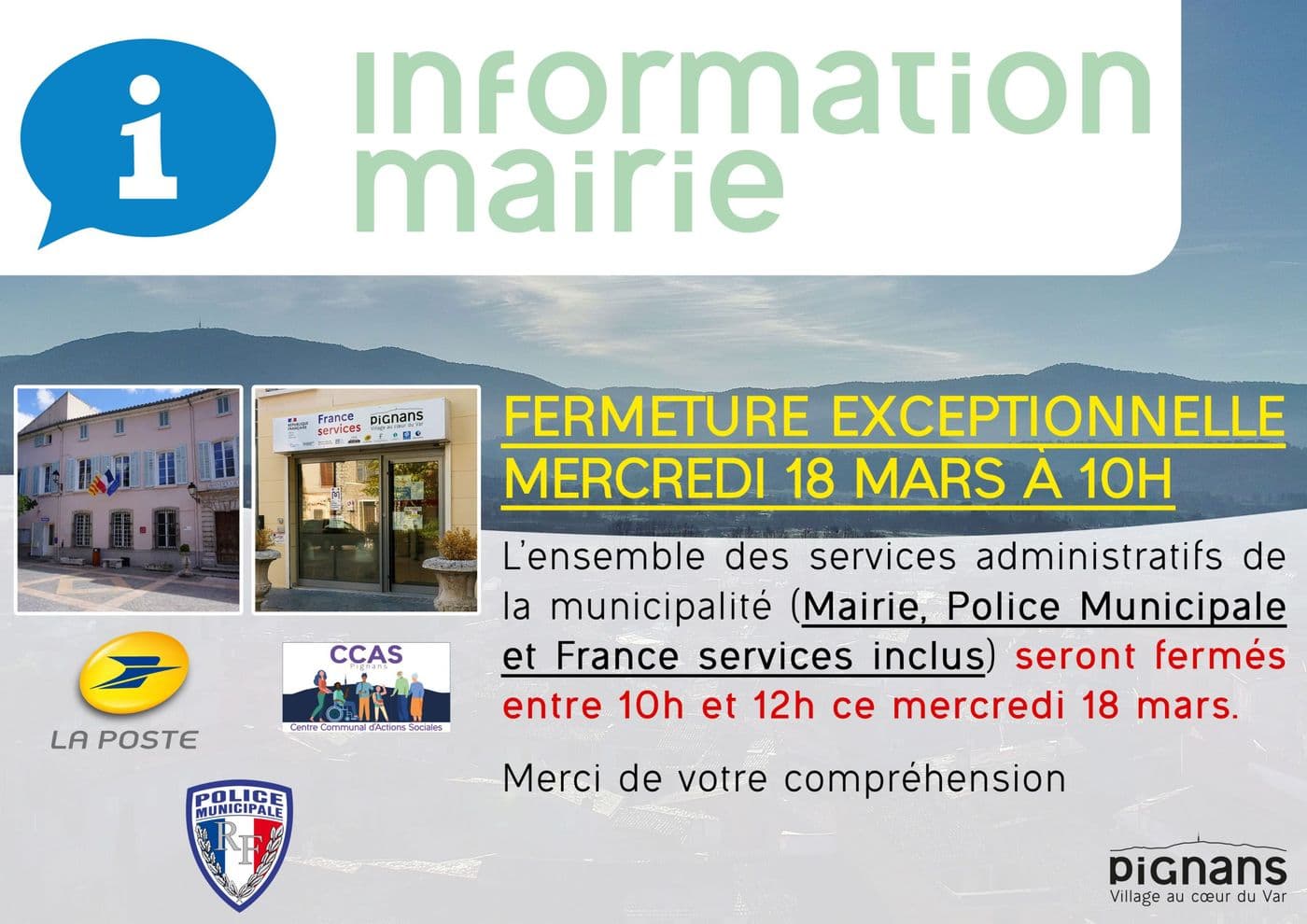 Information mairie fermeture services 18mars