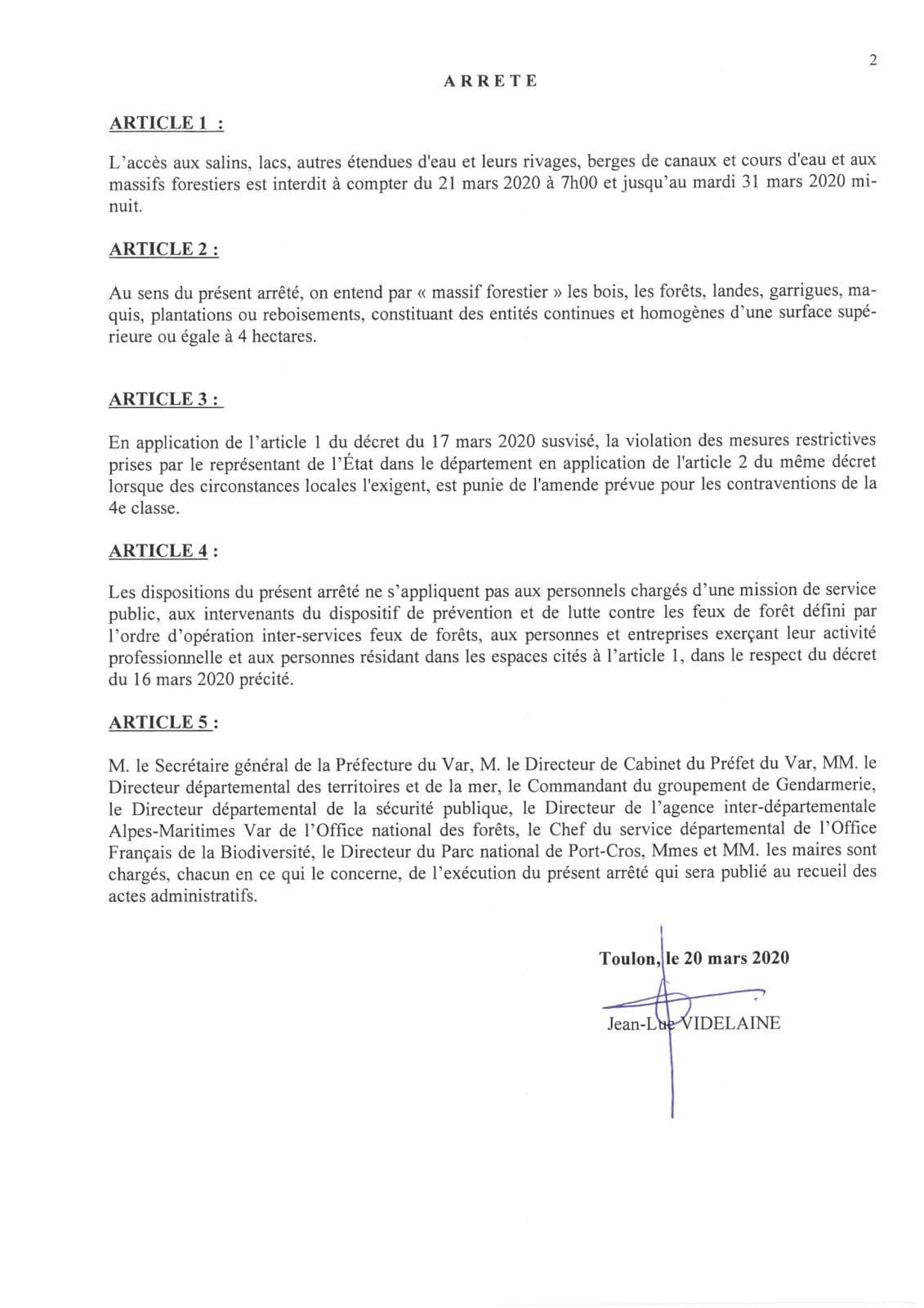 Affiche : 20200320 arrete prefectoral interdiction temporaire acces massif forestiers page 2