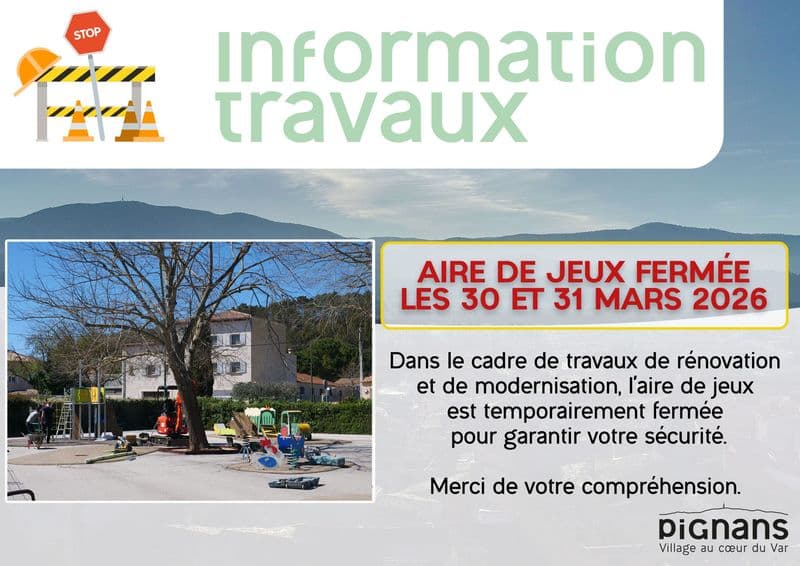 2026 information travaux airedejeux