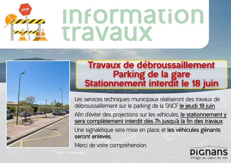 2026 information travaux debrouissaillement parking