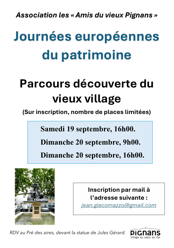 Affiche : 20260909 affiche journee patrimoine les amis du vieux pignans