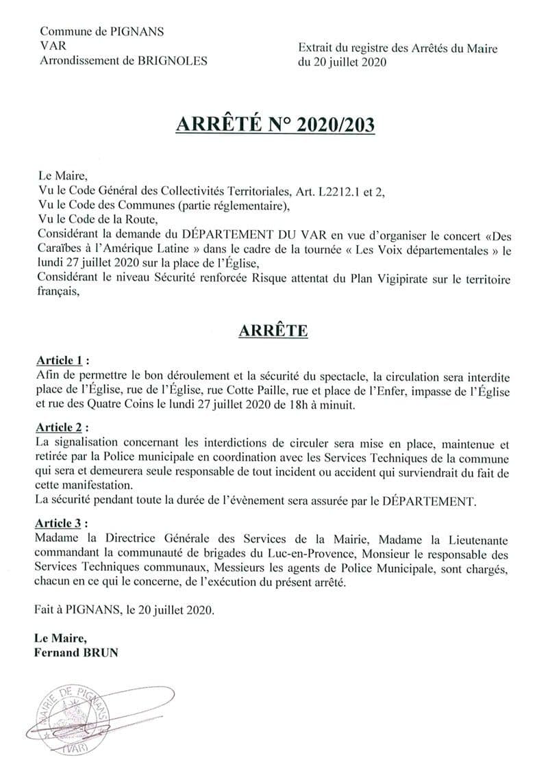 Affiche : Arrete 2020 203 voixdept