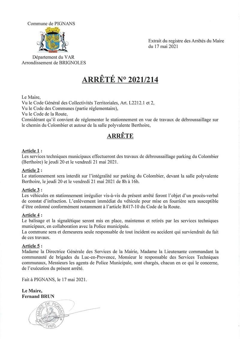 Affiche : Arrete 2021 214 debroussaillage
