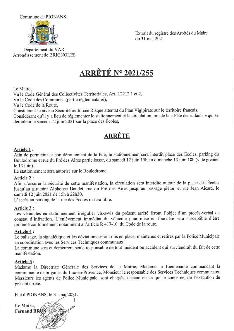Affiche : Arrete 2021 265 fete des enfants