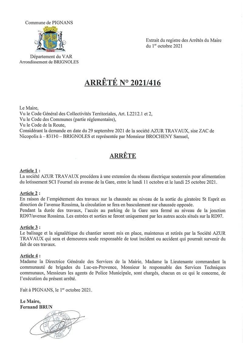 Affiche : Arrete 2021 416 azurtravaux