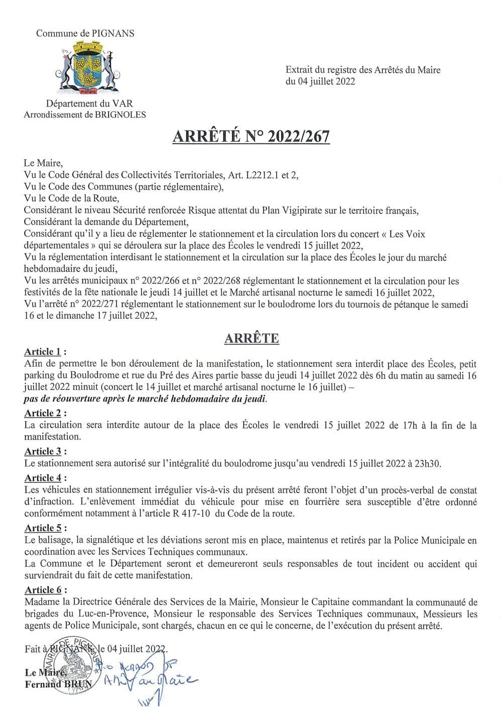 Affiche : Arrete 2022 267