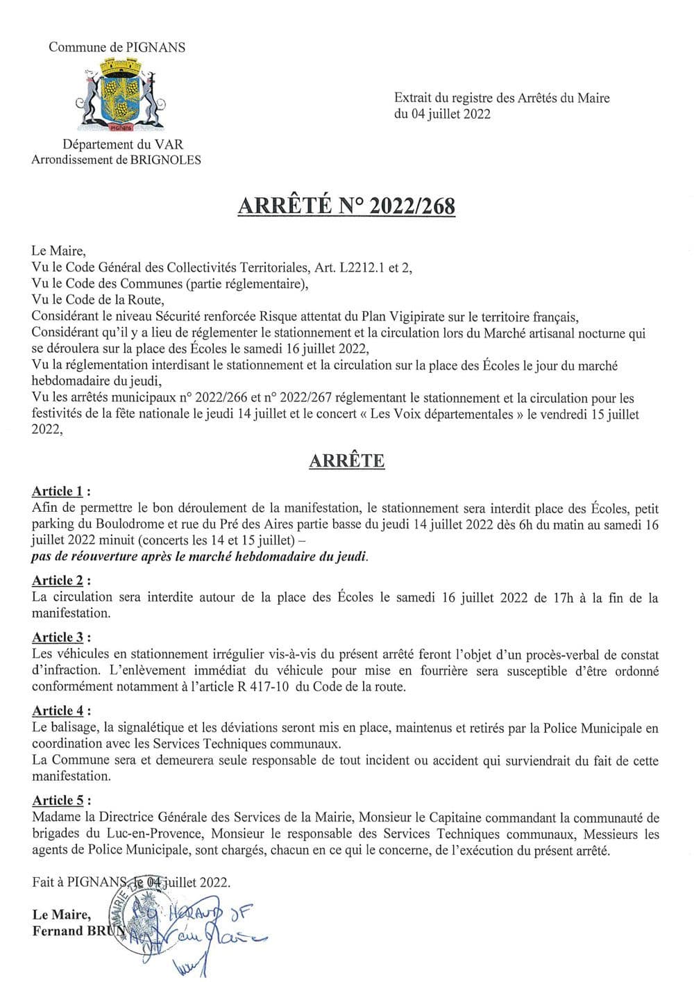 Affiche : Arrete 2022 268