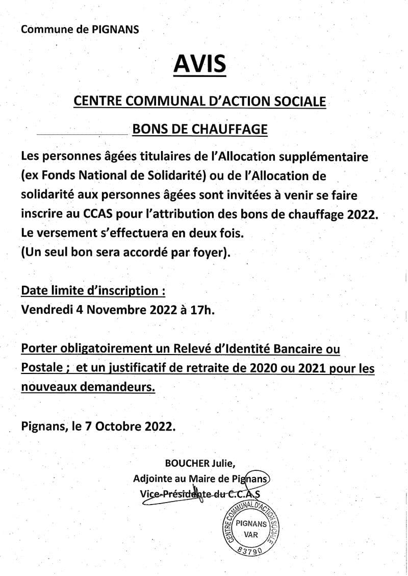 Bons chauffage2022