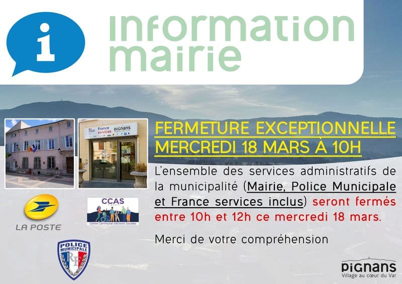 Information mairie fermeture services 18mars