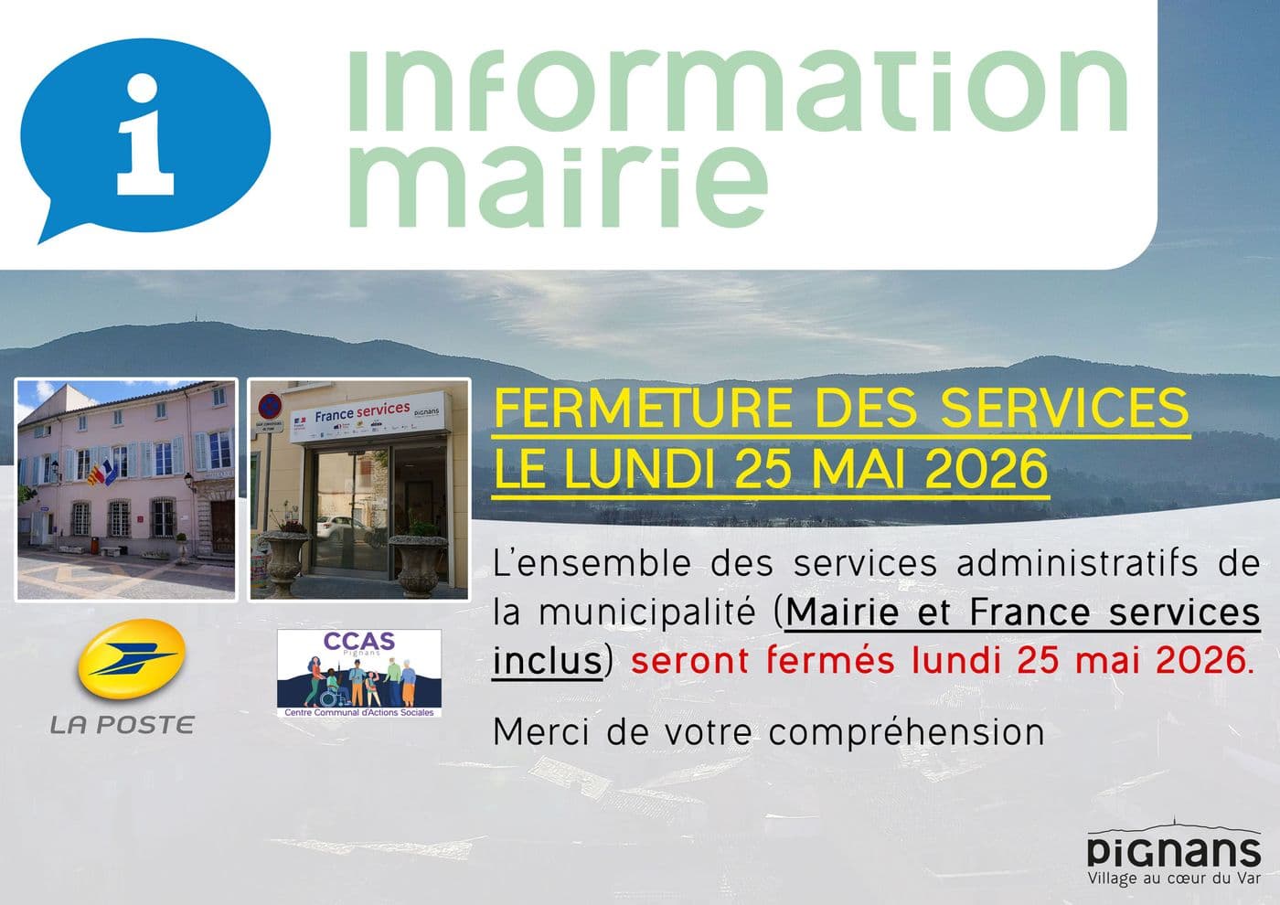 Information mairie fermeture services 25mai